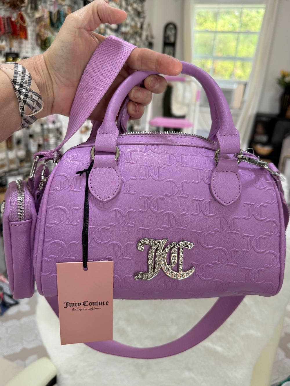 Juicy Couture Lilac Satchel with Crystal JC Logo
